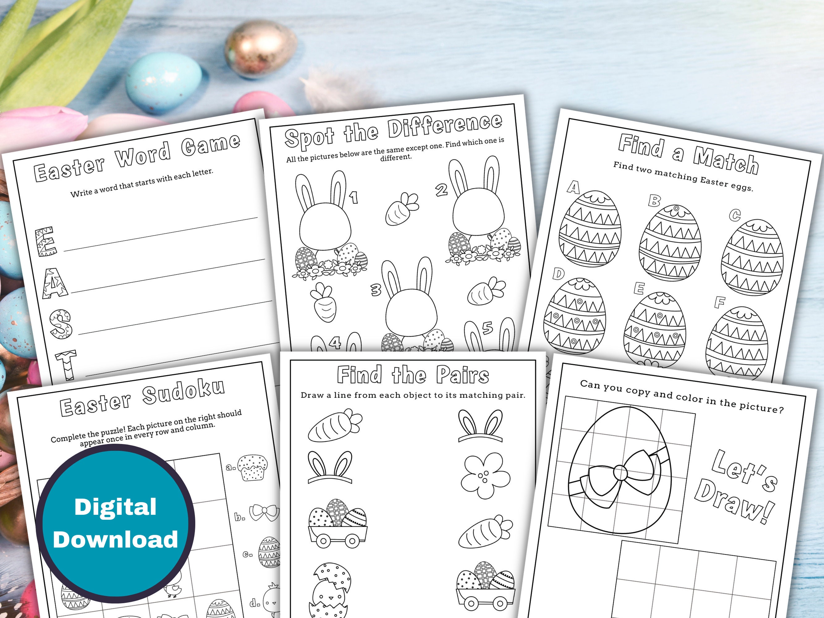 Easter Activity Pages for Kids Easter Coloring and Activity Pack ...