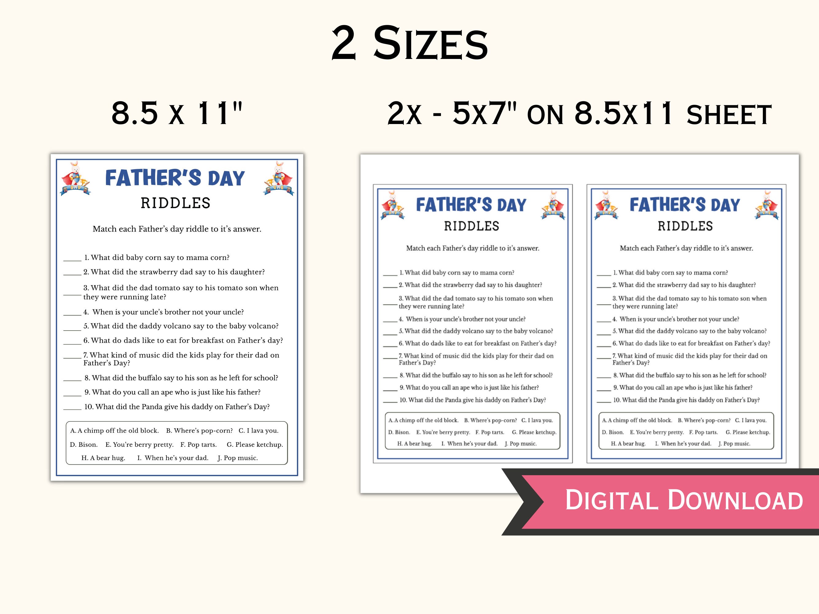 Father's Day Riddles Game - Printable Father's Day Game for Kids and ...