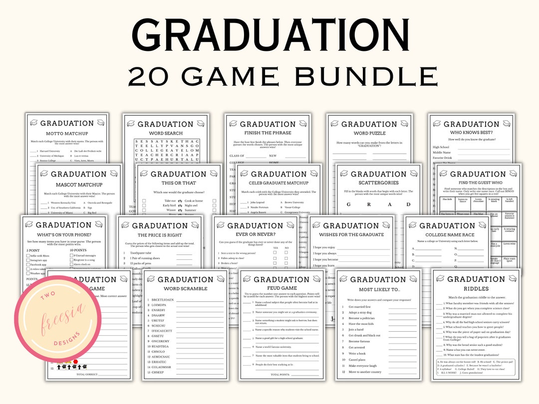 2024 Graduation Games 20 Printable Graduation Party Games Bundle Class of 2024 Games 2024 Grad