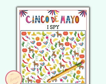 Cinco de Mayo ISpy-spel för barn - Utskrivbart Fiesta-spel för klassrummet, familjespelskväll, Cinco de Mayo-fest - Mexikanskt festspel