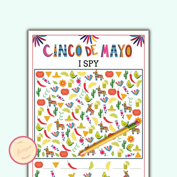 Cinco de Mayo ISpy Game for Kids - Printable Fiesta Game for Classroom, Family Game Night, Cinco de Mayo Party - Mexican Party Game