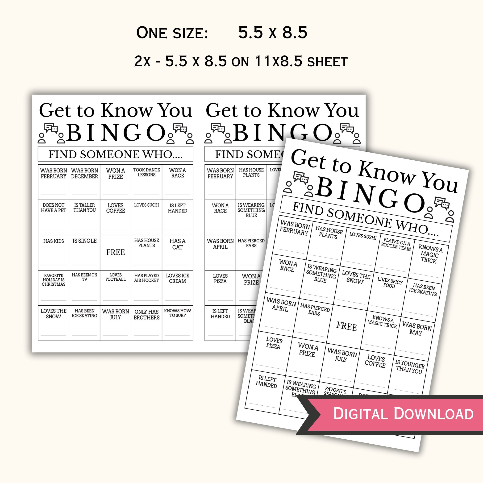 Get to Know You Bingo Find Someone Who Bingo Find the Guest Bingo — free download