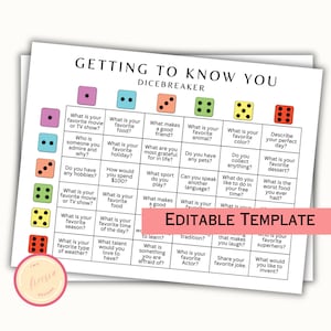 Roll and Tell DiceBreaker Spiel - Lerne deinen Würfel kennen - Zurück in der Schule Eisbrecher Aktivitätsspiel für Kind, Lehrerressource - Mitarbeiterbindung