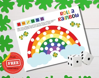 St. Patrick's Day Roll A Rainbow Games for Kids - Classroom Party Activities - Instant Download