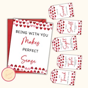 5 Senses Geschenkanhänger & Karte für Geburtstage, Jahrestag, Valentinstag, Weihnachten - Romantische Geschenkideen für Frau, Mann, Sie oder ihn - LN08