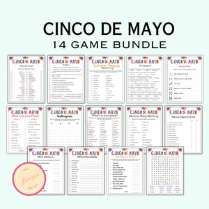 14 Cinco de Mayo Game Bundle for Adults & Kids - Mexican Game Night - Office Fiesta Party Games - Family game - Printable Party Game Pack