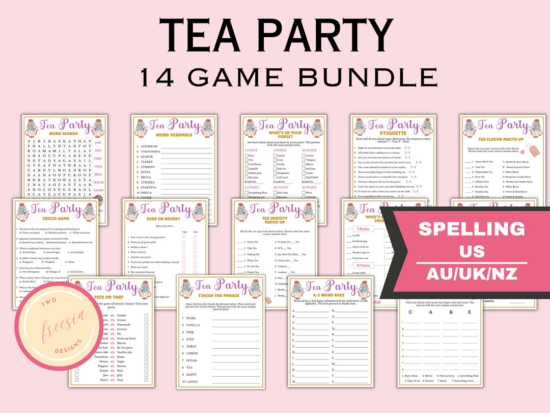 14 Tea Party Game Bundle for Kids & Adults - Tea Party Games for ...