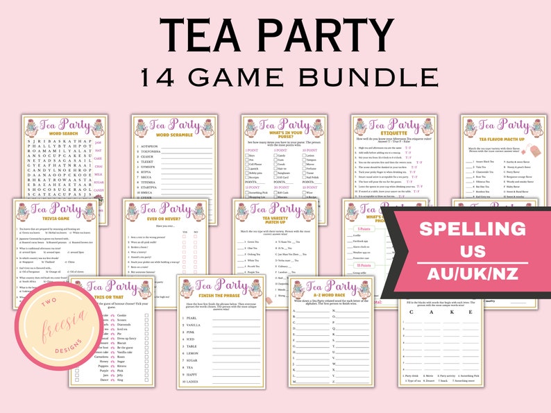 14 Tea Party Game Bundle for Kids & Adults - Tea Party Games for ...