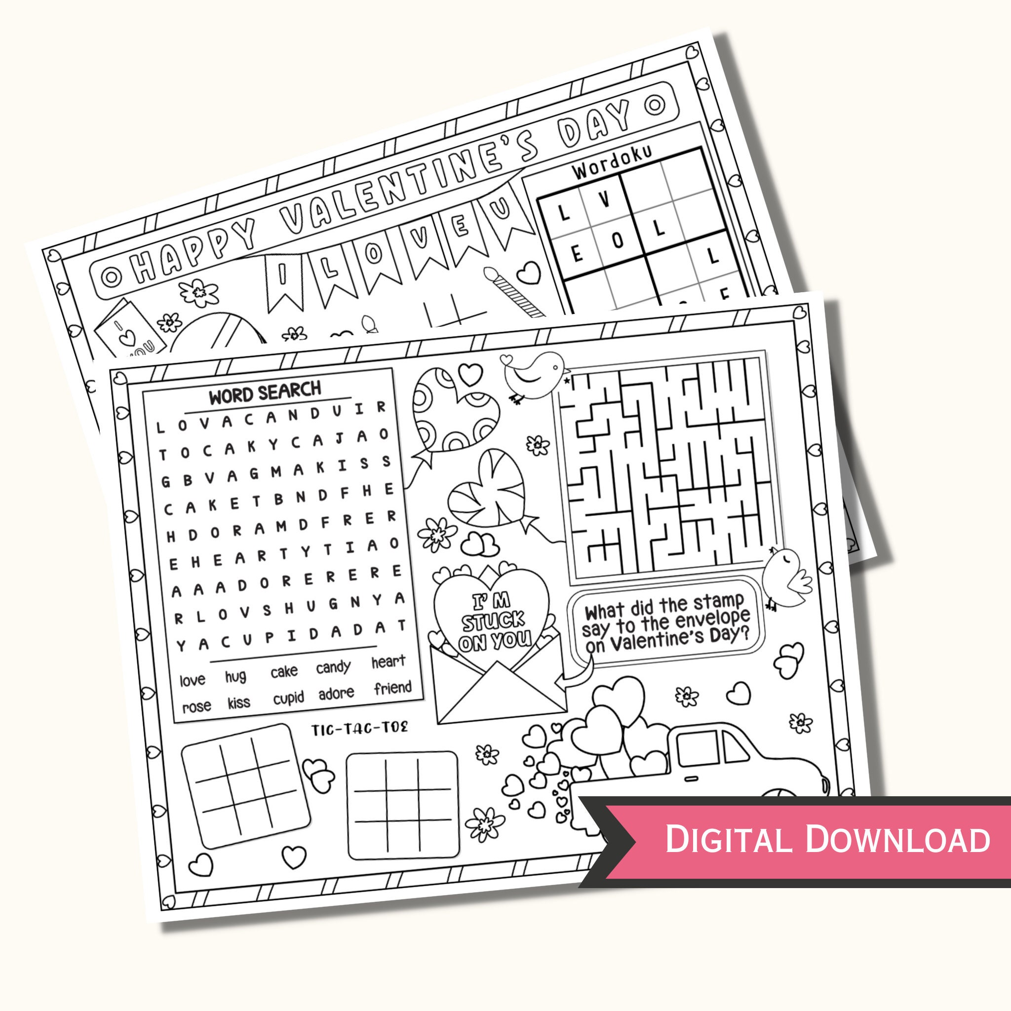Valentine's Day Placemat for Kids - Printable Activity and Games for ...