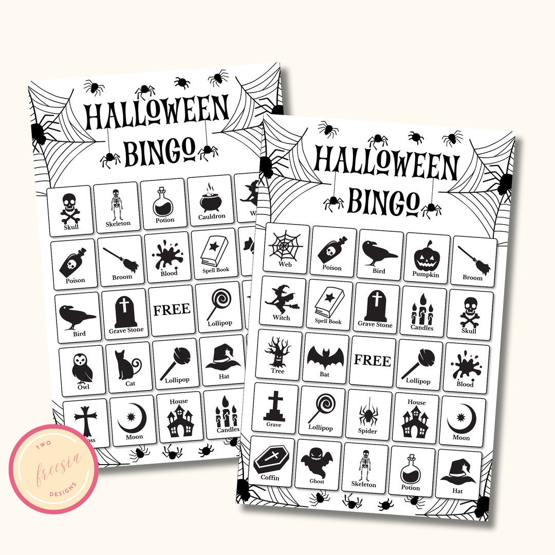Printable Halloween Bingo Game Halloween Bingo Cards for Kids, Teens or