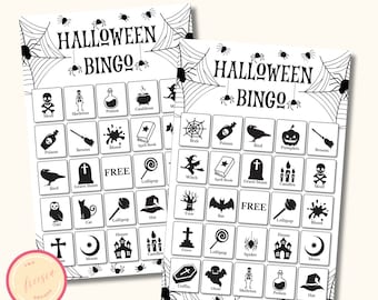 Printable Halloween Bingo Game - Halloween Bingo Cards for Kids, Teens or Adults - Classroom Activities, Office Party Games - KL098