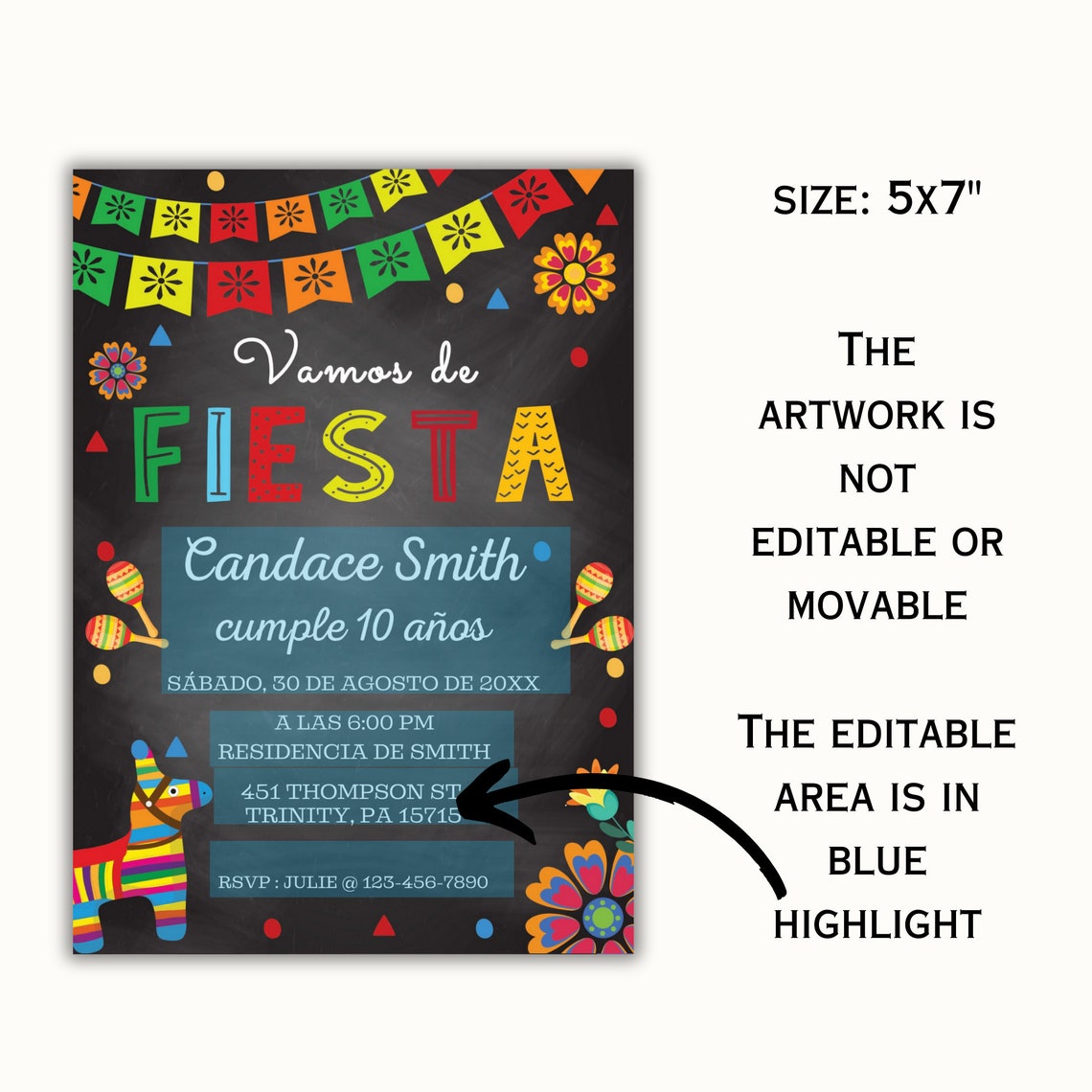 Vamos De Fiesta Party Invitations Spanish Birthday Editable Any Age ...