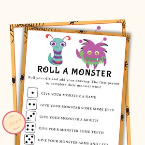 May include: A printable game for kids called "Roll a Monster". The game includes instructions to roll a die and add to your drawing to complete your monster. The first person to complete their monster wins!