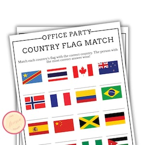 Office Party Country Match Up Game - Work Party Game for Team Building - Staff Appreciation Icebreaker Activity - Happy Hours - LK09