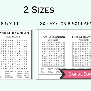 Family Reunion Word Search Game - Printable Family Reunion Party Games ...