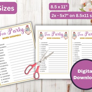 Tea Party Word Scramble Game - Printable Tea Party Games for Birthdays ...