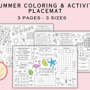 Sommer Mal- und Aktivitäts-Tischset - Druckbare Sommerseiten für Kinder - 8.5 x 11, 8.5 x 14 und 11 x 17 - Digitaler Download - GS79