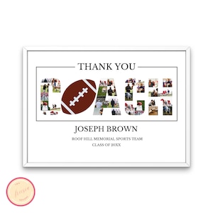 Football Photo Collage Template - Photo Gift Collage Template - Printable Football Gift Collage - Football Coach Photo Collage Gift