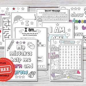 Positive Affirmation Aktivität und Färbung Arbeitsblätter für Kinder - Druckbare Seiten - Digital Download