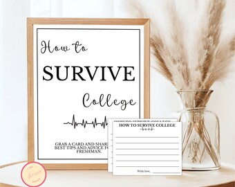 College Farewell Survival Advice - Graduation Advice Cards Printable - College Going Away Advice and Wishes Cards - KD907