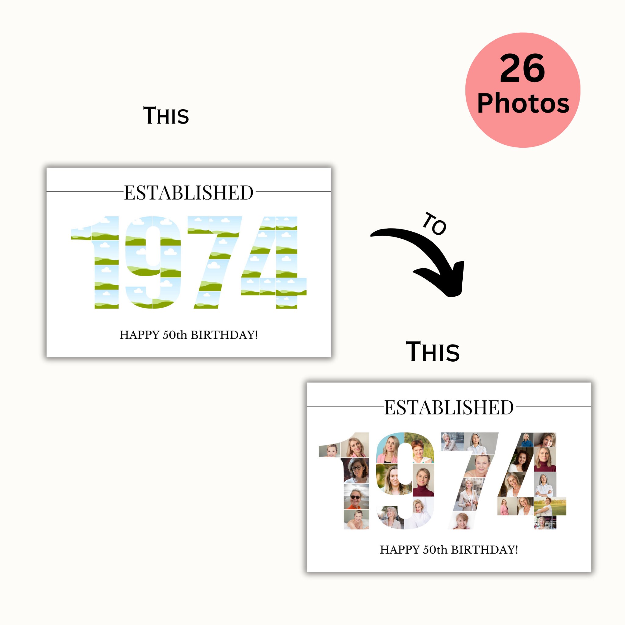 Editable Custom 50th Birthday Gift - Photo Collage - 50th Anniversary ...