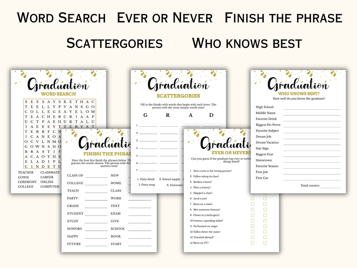 20 Printable Graduation Party Games Bundle 2023 Graduation Games Class