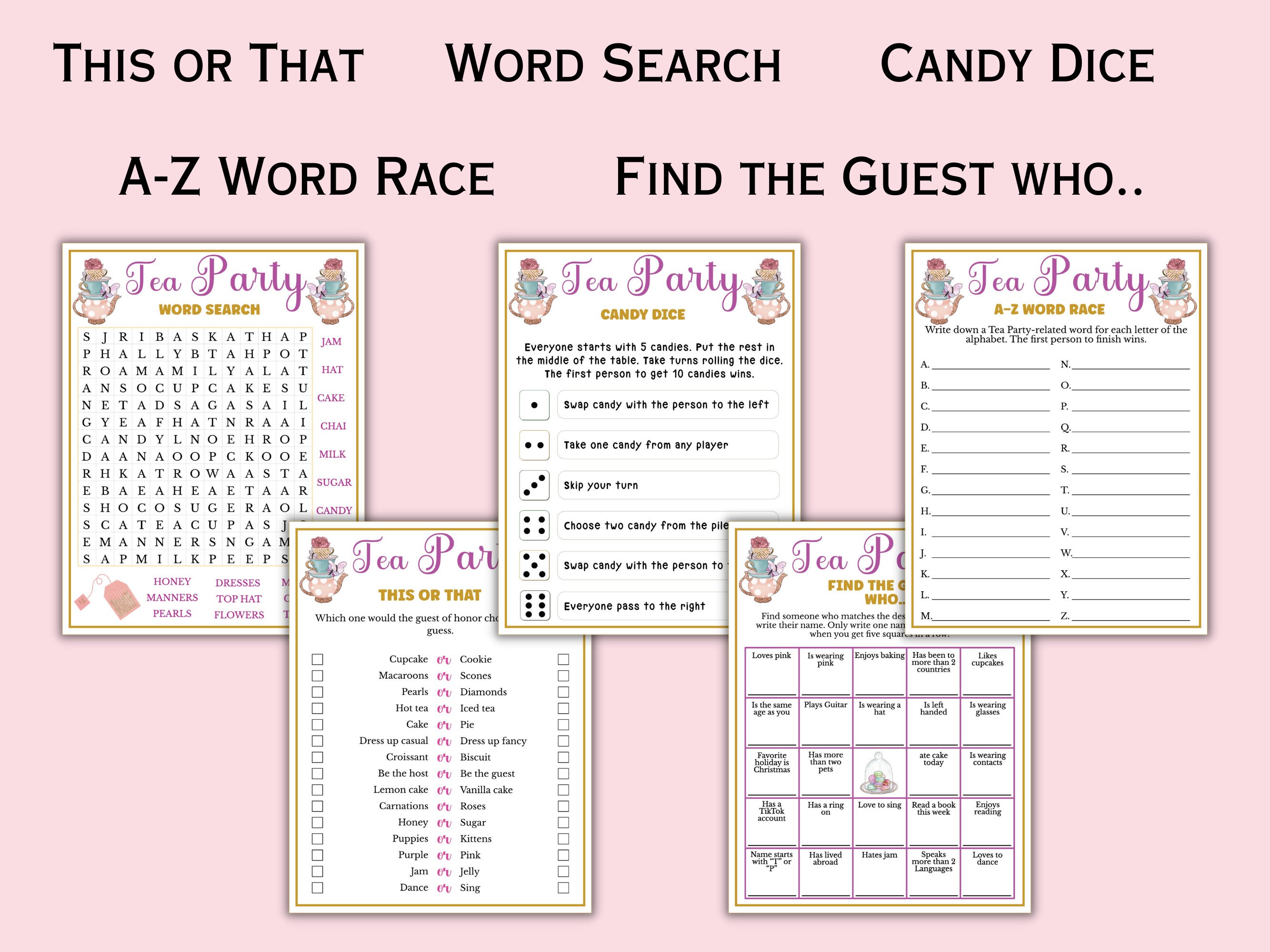 22 Tea Party Game Bundle for Kids & Adults Tea Party Games for ...