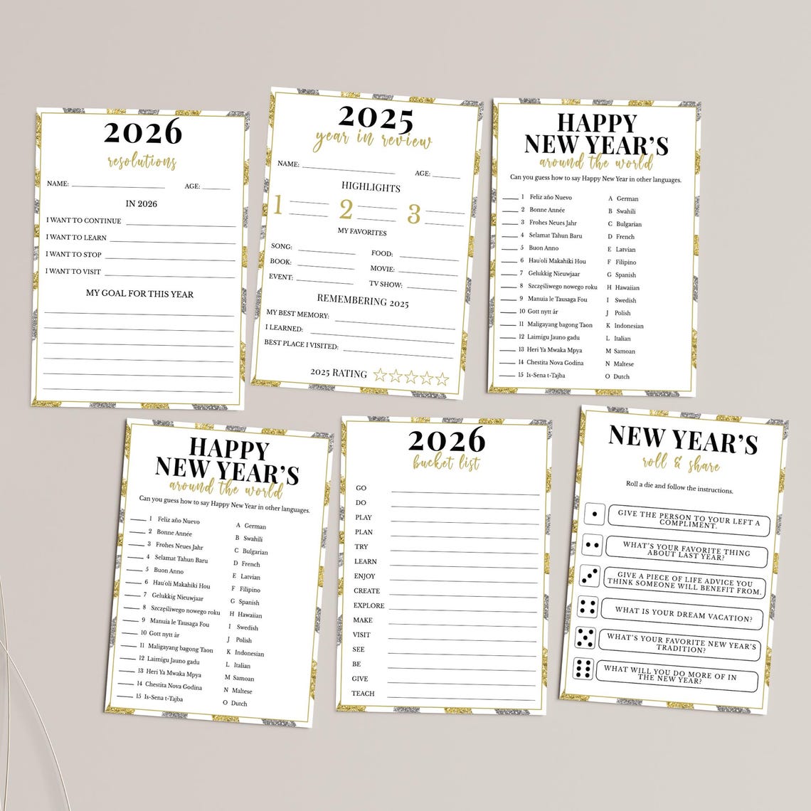 New Years Games Bundle, Printable 2026 New Years Party Games for Kids ...