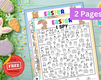 Easter I Spy - Juegos y actividades de Pascua imprimibles para niños y adultos - Noche de juegos en el aula y en familia - Descarga digital