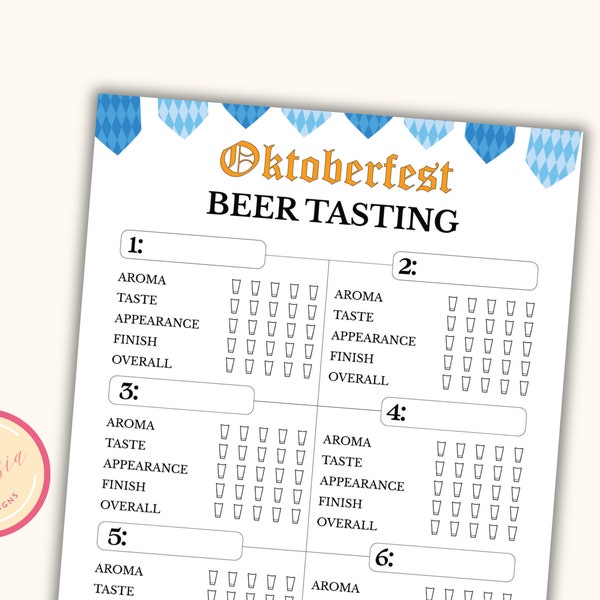 Oktoberfest Beer Tasting Scorecard - Printable Beer Tasting Sheet for Beer Tasting Party - Beer Festival Game - Beer Tasting Game - RO23