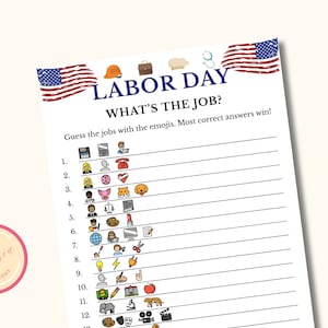 Labor Day Emoji Pictionary Game - Printable Labor Day Party Activity - American Trivia - Patriotic Party Game - Instant Download - LM9