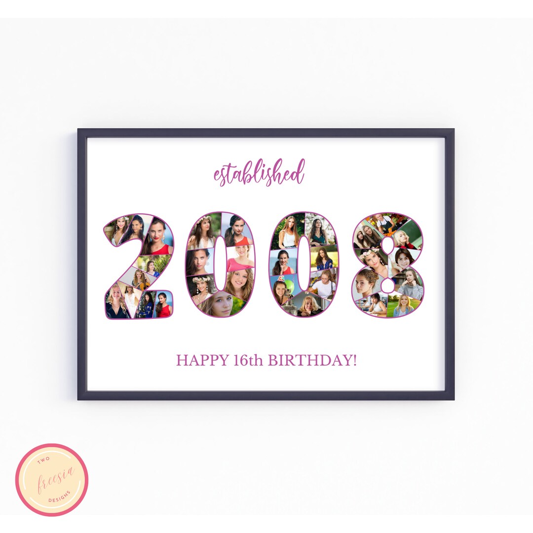 Editable Custom 16th Birthday Gift - Photo Collage - 16th Anniversary ...