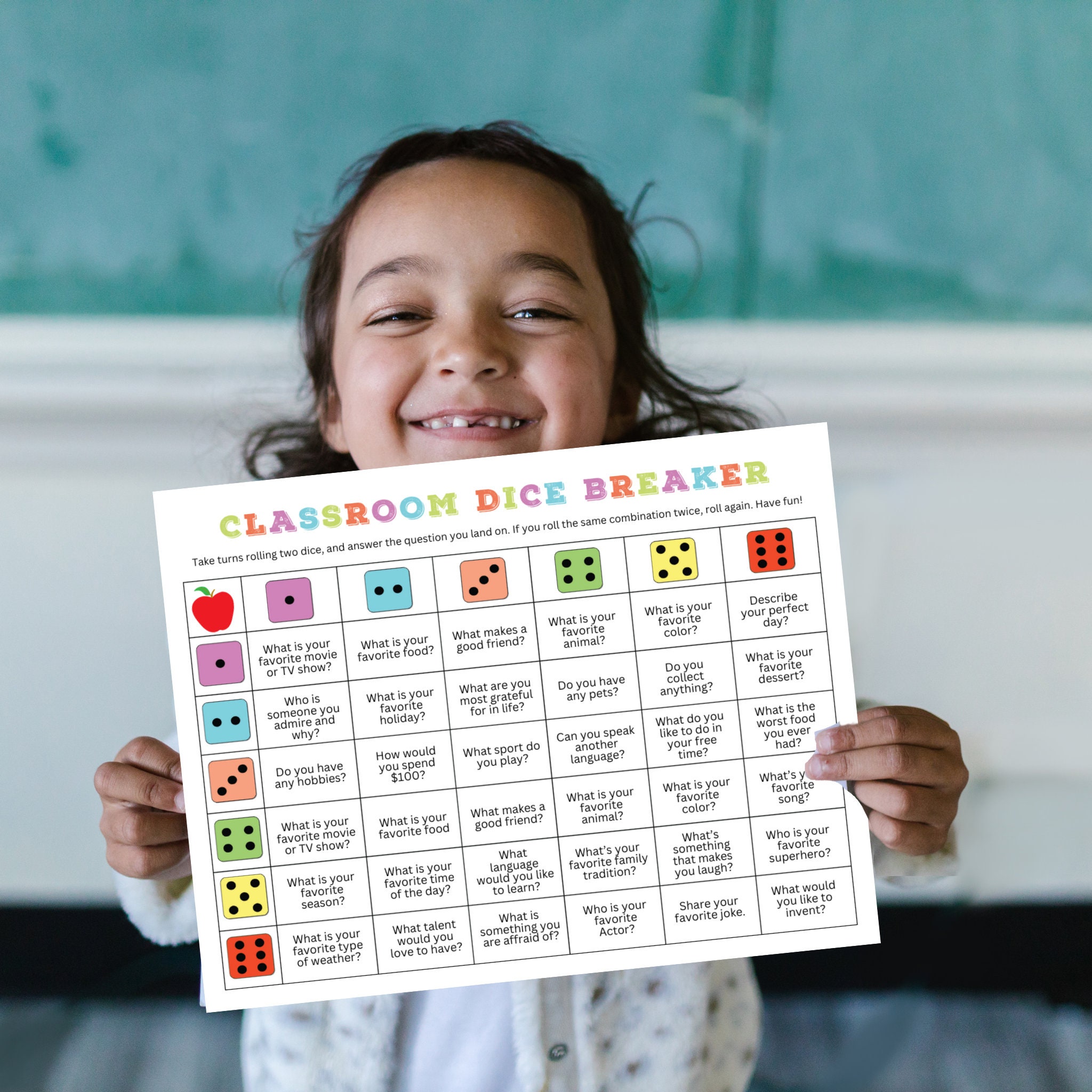 Classroom Icebreaker Activity - Back to School Dicebreaker - Roll ...