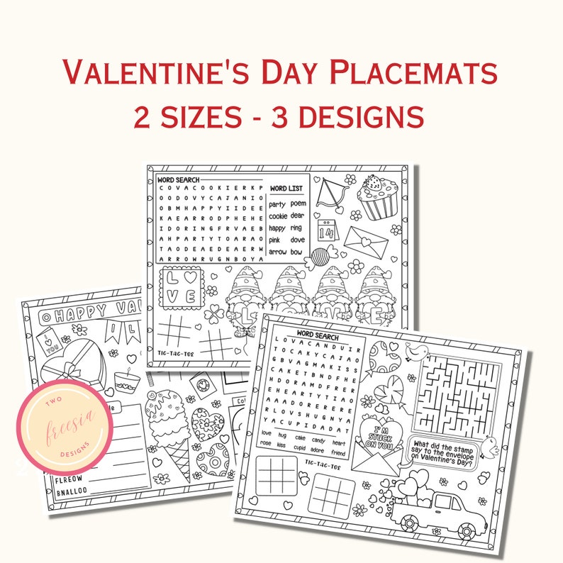 Valentine's Day Placemat for Kids - Printable Activity and Games for ...