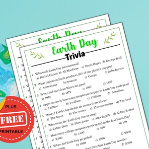 Earth Day Trivia Game for Kids and Adults - Printable Earth Day Classroom Party Game and Activities - Digital Download