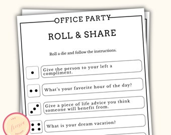 Office Party Roll & Share Würfelspiel - Work Party Game für Team Building - Mitarbeiter Wertschätzung Icebreaker Aktivität - Happy Hours - LK09