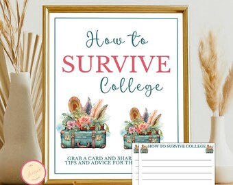 College Going Away Advice and Wishes Cards - Graduation Advice Cards Printable - College Farewell Survival Advice - KD907