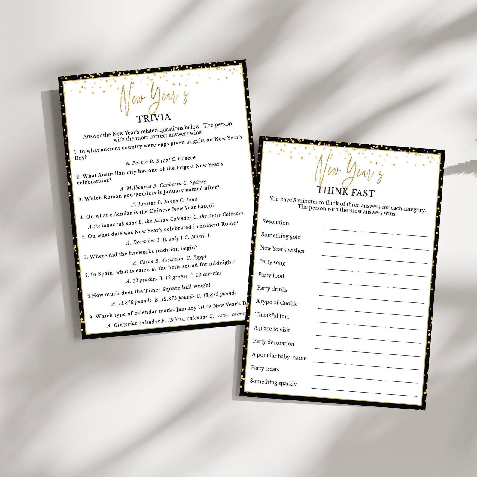 New Years Games Bundle, Printable New Years Party Games for Kids and ...