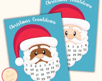 Christmas Countdown - Printable Christmas Countdown Activity - Santa Beard Holiday Countdown - Printable Advent Calendar