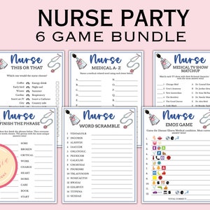6 Printable Nurse Graduation Game Bundle - Nursing School Graduation Party Games - Nurse Retirement Party Game - Digital Download - NU04