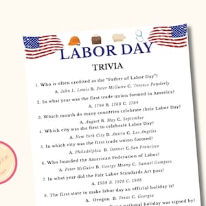 Trivia Game - Labor Day Party Game - Printable Labor Day Party Activity - American Trivia - Patriotic Party Game - Instant Download - LM9