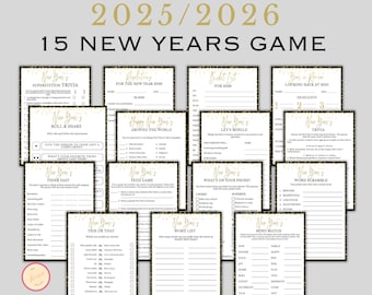 New Years Games Bundle, Printable New Years Party Games for Kids and Adults, Digital Download New Years Activities 2026 New Years Eve Trivia
