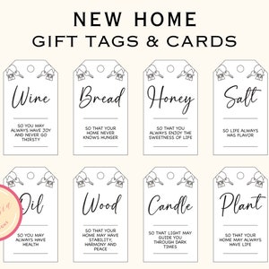 Printable New Home Cards and Tags - Housewarming Gift Basket Tags - New Home Owners Gift - Welcome Home Gift - Instant Download - PL90