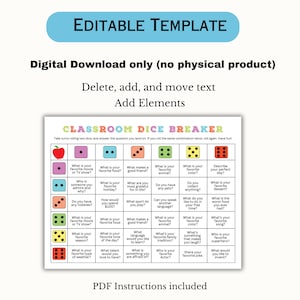 Classroom Dicebreaker Game - Back to School Icebreaker Activity Game ...