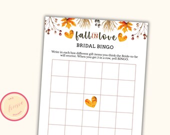 Carta Bingo nuziale - Gioco per feste di addio al nubilato autunnale - Giochi per feste nuziali autunnali stampabili - Giochi per feste di addio al nubilato - KW04