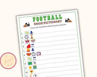 Football Emoji Game - Printable Football Party Game - Football Party Games for Football Game Night Retirement & Birthday Parties - J09