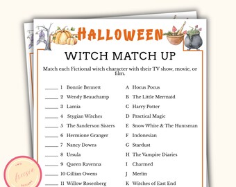 Witch Match Up - Printable Halloween Party Game for Teens and Adults - Party Icebreaker Game - Office, Family Halloween Ideas - KL098