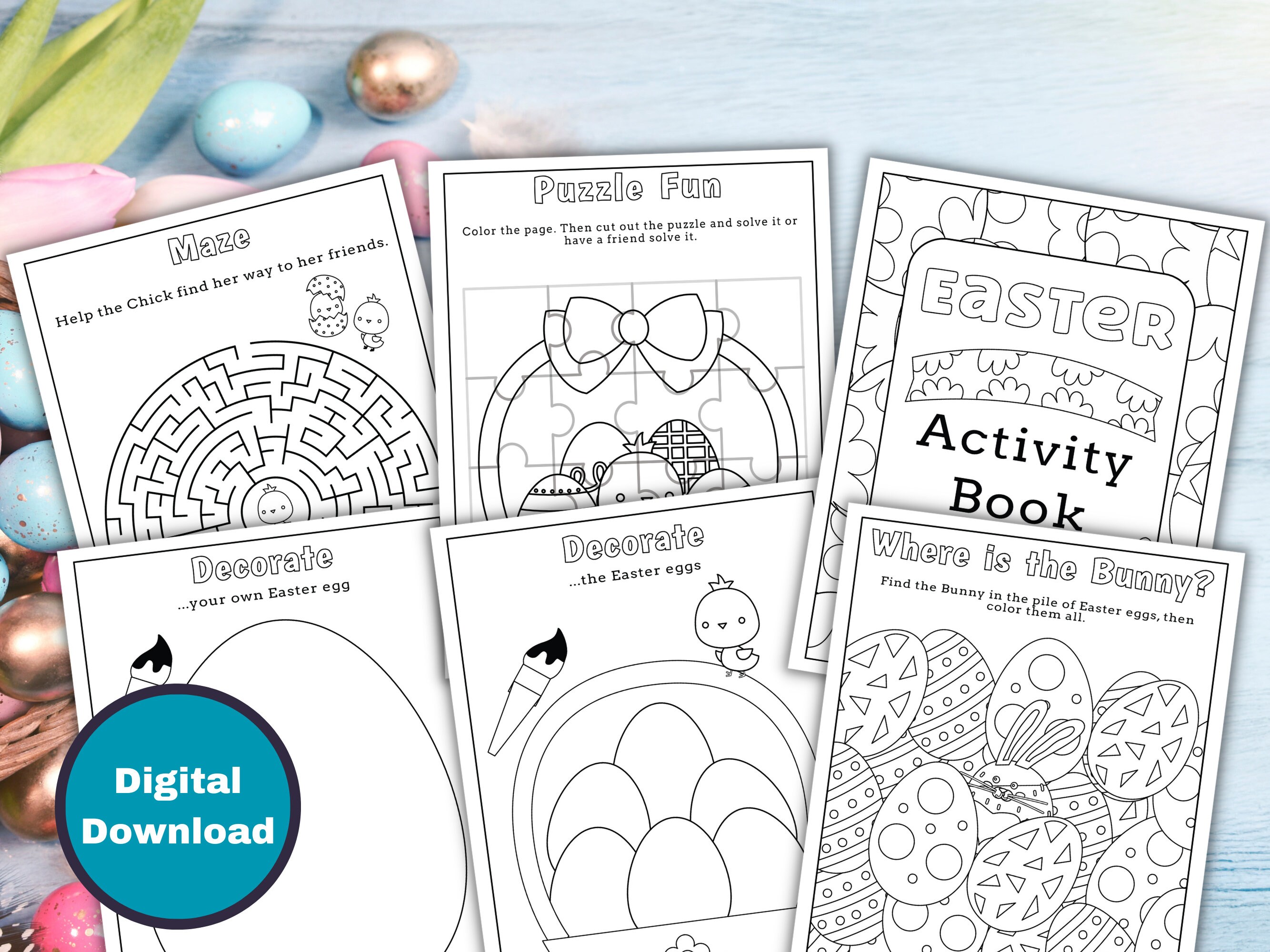 Easter Activity Pages for Kids Easter Coloring and Activity Pack ...