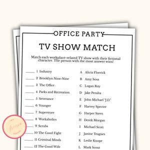 Office Party TV Show Match Up Game - Work Party Game for Team Building - Staff Appreciation Icebreaker Activity - Happy Hours - LK09