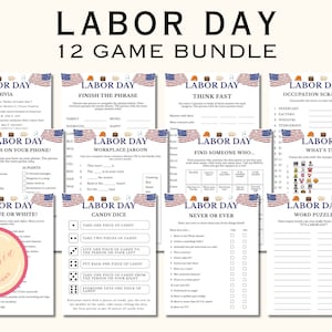 Labor Day Game Bundle - Printable Labor Day Party Games & Activity - American Trivia - Patriotic Party Games Bundle - Instant Download - F1P